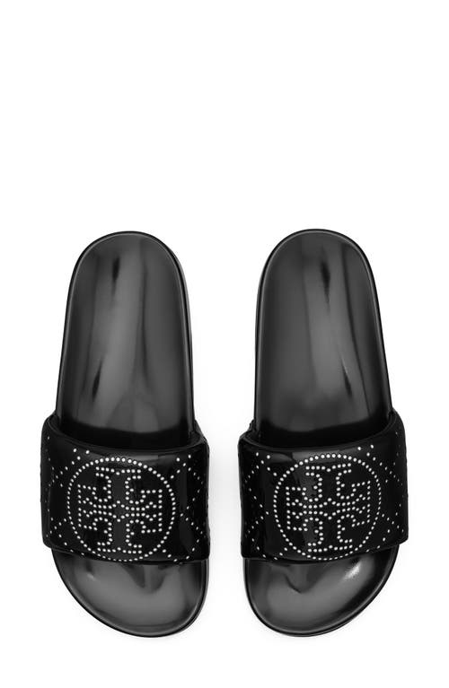 Shop Tory Burch Double T Pool Slide Sandal In Nero/nero