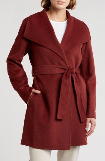 TAHARI Ella Wing Tie Waist Wool Blend online Coat