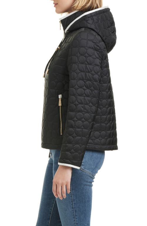 Kate Spade New York Water Resistant Hooded Quilted Jacket In Black
