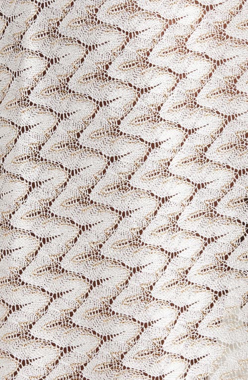 Shop Ramy Brook Fatima Metallic Long Sleeve Sheer Cover-up Maxi Dress In White/gold Zig Zag