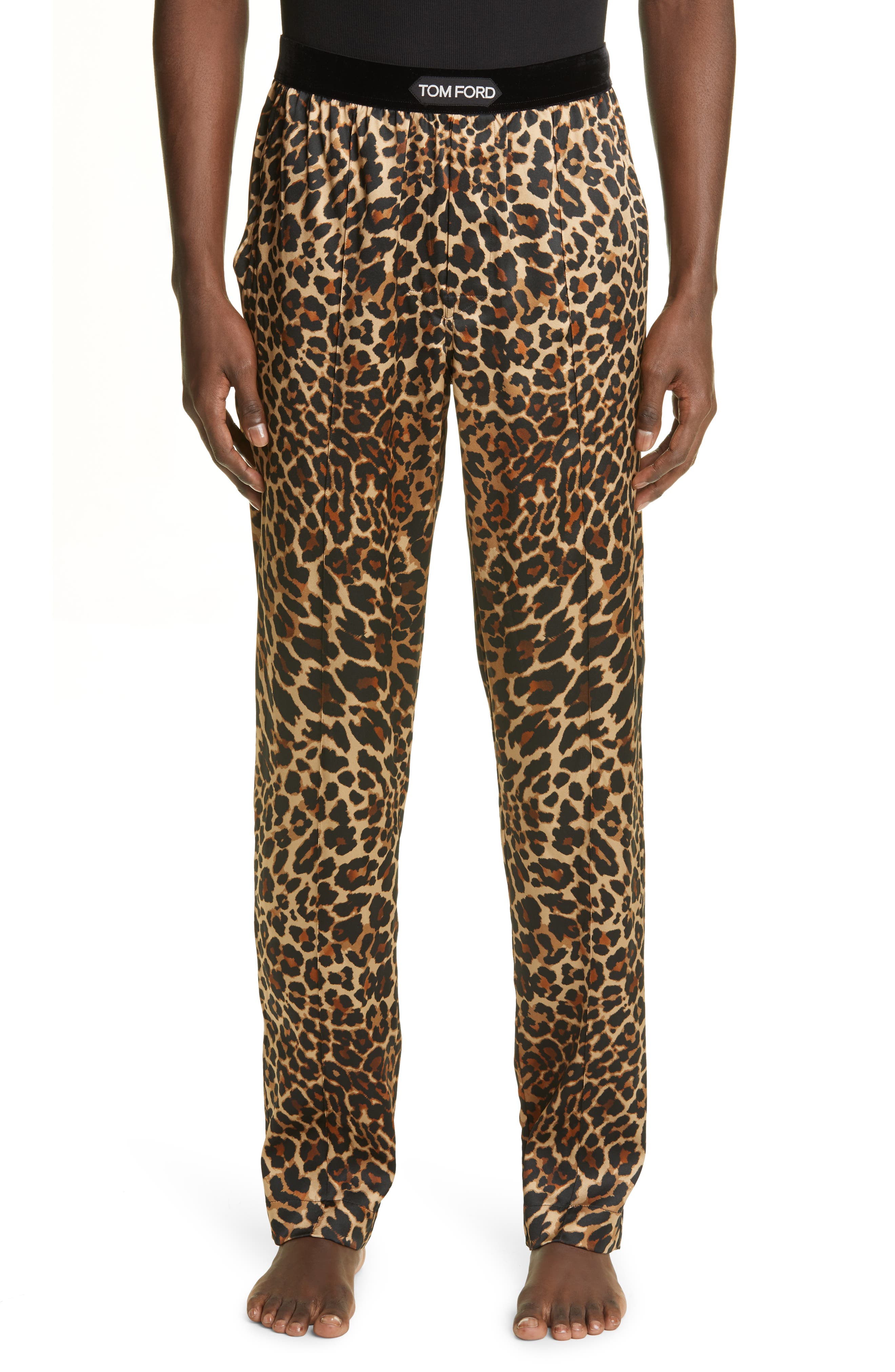 Women Pajamas Suit Drawstring Leopard Printed Sleepwear T-Shirt Slacks Casual US 