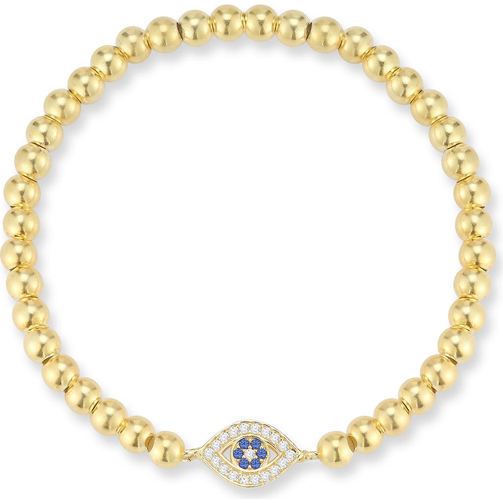 Chloe & Madison Chloe And Madison Cz Eye Stretch Bead Bracelet In Gold