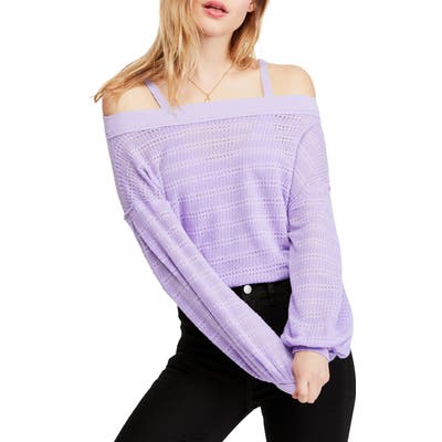 Free People Sistine Cold Shoulder Hacci Knit Top, Purple
