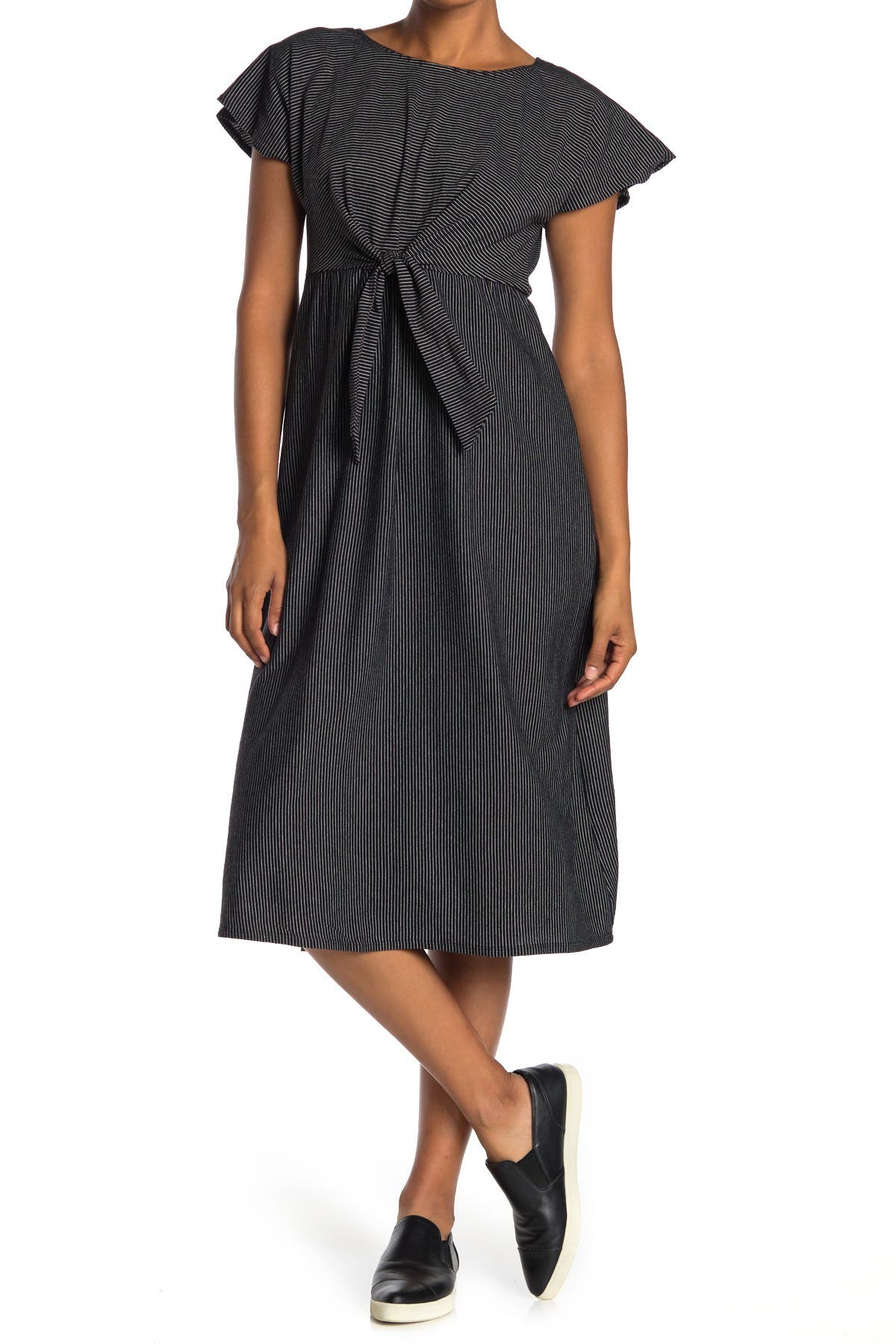 tie waist knitted midi dress