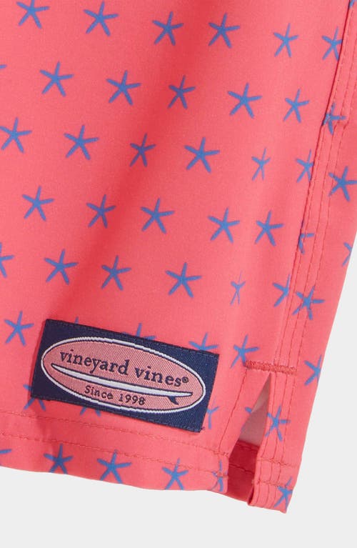 Vineyard Vines Kids' Chappy Crab Print Swim Trunks In Starfish Jetty Red