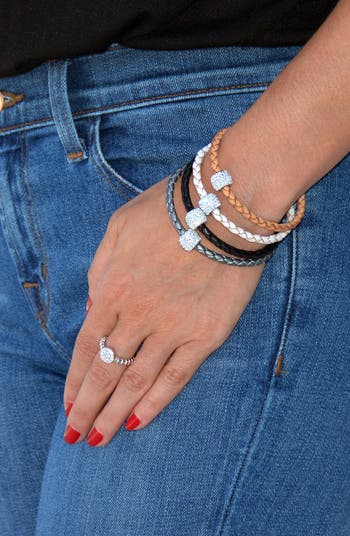 Single Metallic Bedazzle Nappa Leather Bracelet - Liza Schwartz