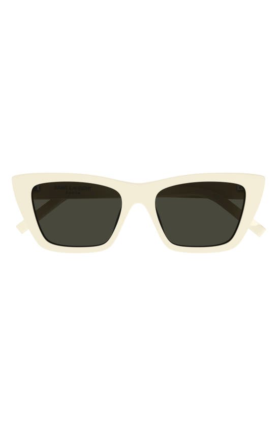 Shop Saint Laurent 53mm Square Sunglasses In Ivory