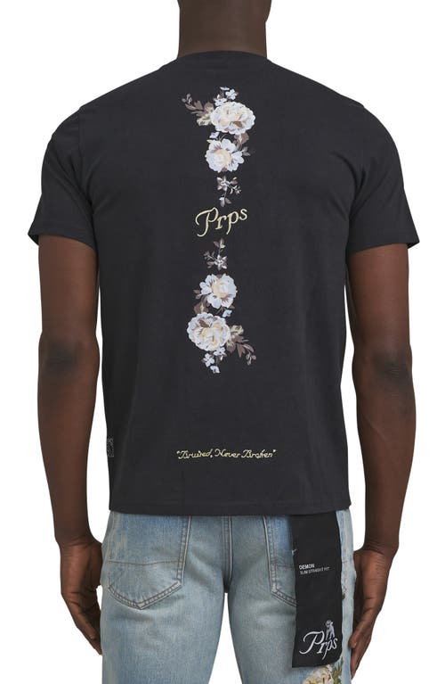 Shop Prps Alba Floral Embroidered Cotton Graphic T-shirt In Black