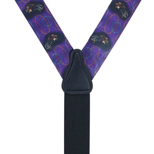 Shop Trafalgar Mardi Gras Celebration Silk Button End Suspenders In Purple