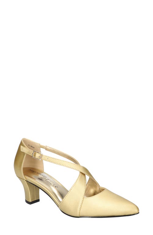 Easy Street Women's Elegance Cross Strap Front Pumps In Gold Satin
