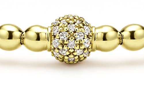 Lagos 18k Yellow Gold Caviar Diamond Pave Ball Stretch Bracelet In Gold