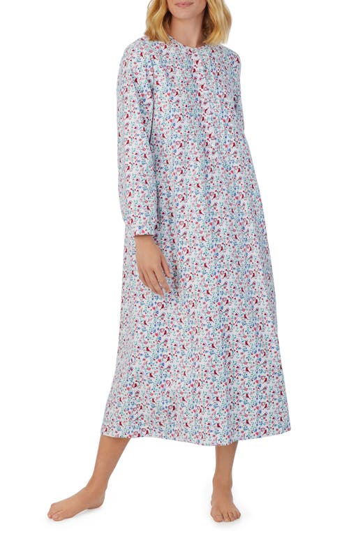 Lanz Of Salzburg Ballet Long Sleeve Flannel Nightgown In Wht Grd