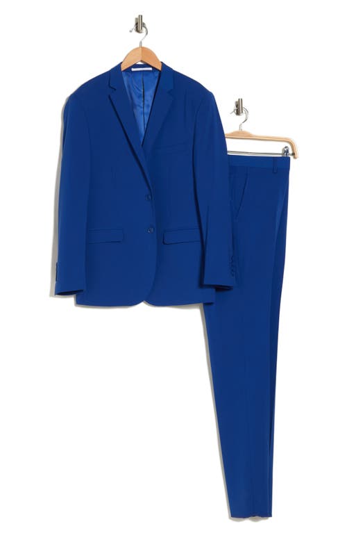 Gino Vitale Skinny Fit Solid Stretch Three Piece Suit In Blue