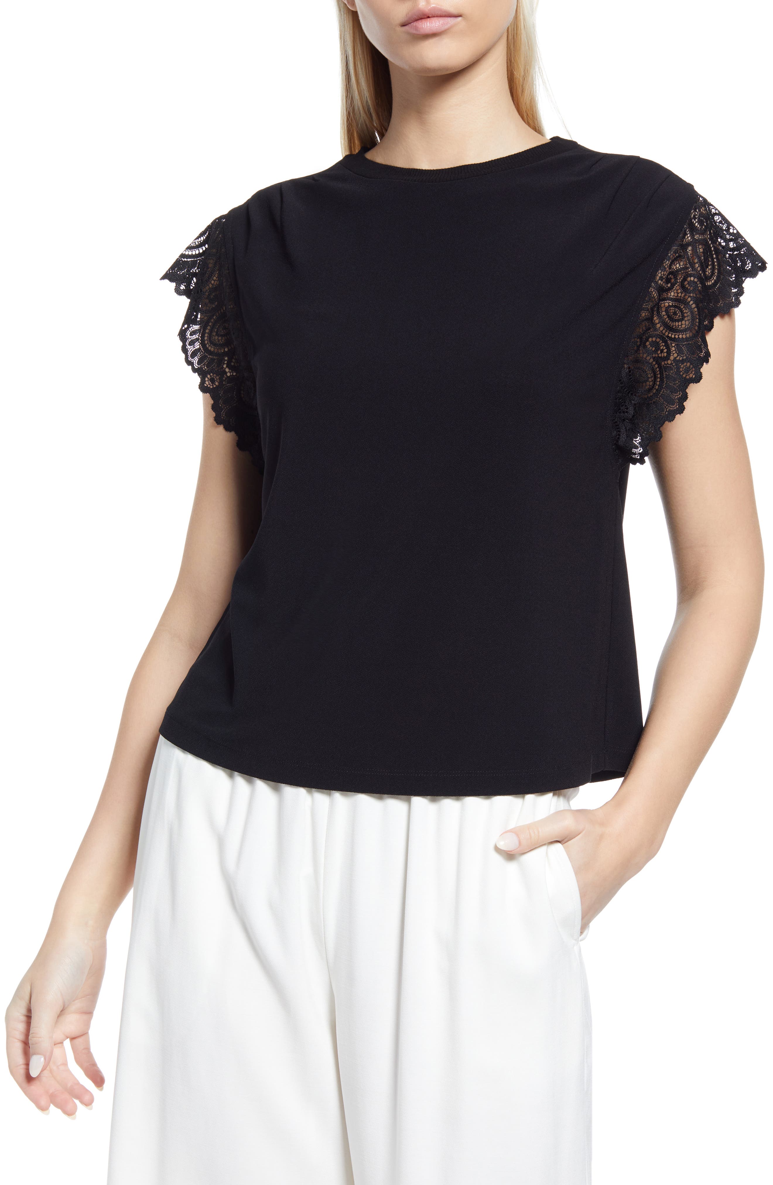 Halogen® Lace Trim Top | Nordstrom