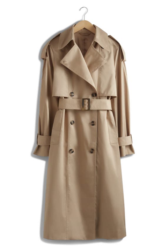 & Other Stories Cotton Trench Coat In Beige Medium Dusty
