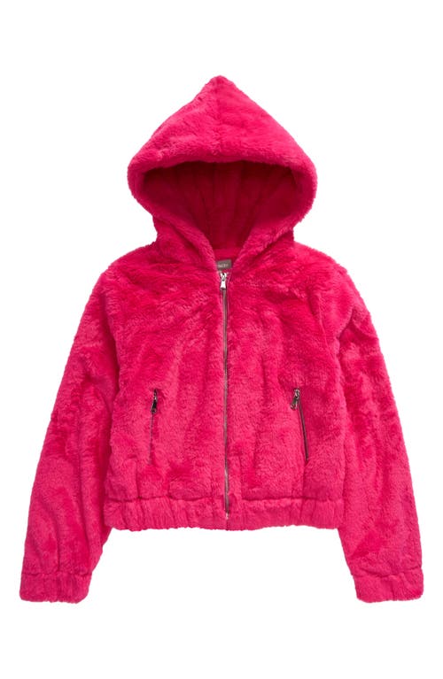 Shop Tractr Kids' Teddy Faux Fur Hoodie In Bubblegum