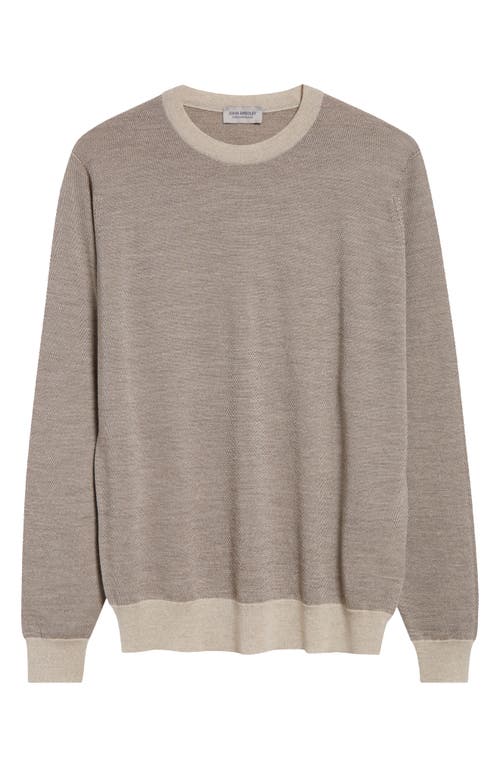 Shop John Smedley Singular Merino Wool Crewneck Sweater In Grey Fleece/mushroom