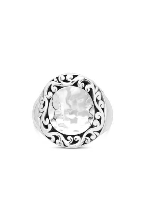 Shop Devata Bali Hammer Signet Ring In Silver