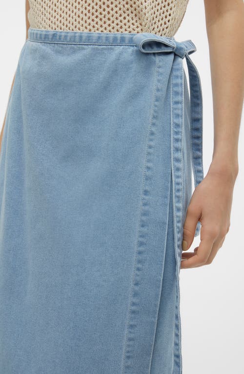 Shop Vero Moda Zinnia Denim Wrap Midi Skirt In Light Blue Denim