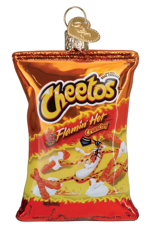 Old World Christmas Flamin' Hot Cheetos Glass Ornament In Orange/yellow/red