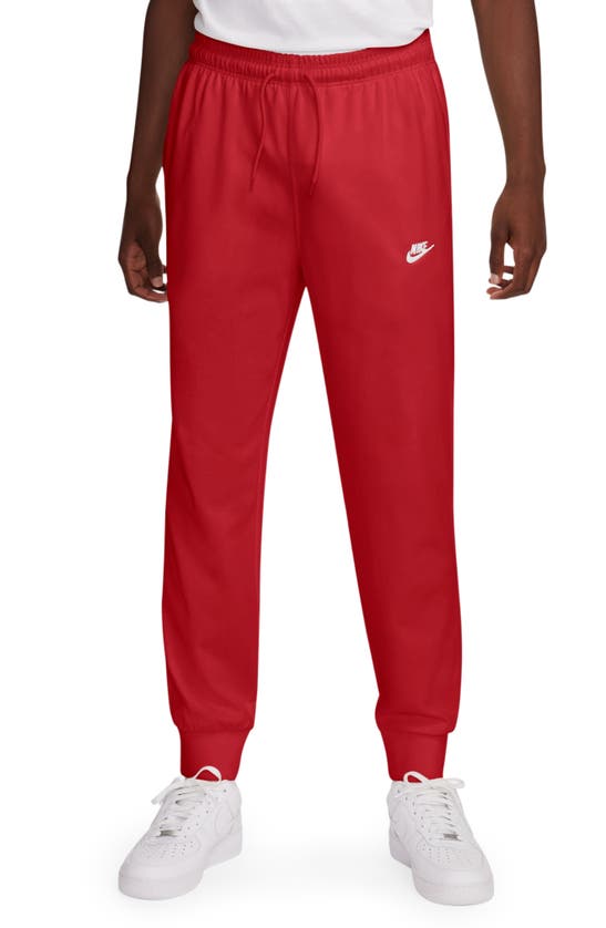 Nike Club Knit Joggers In University Red/ White