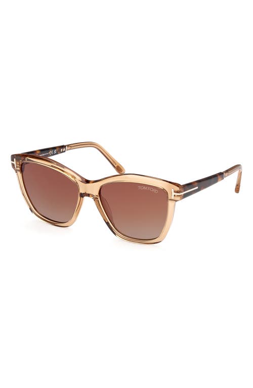 Shop Tom Ford Lucia 54mm Gradient Square Sunglasses In Beige Vintage Havana/brown