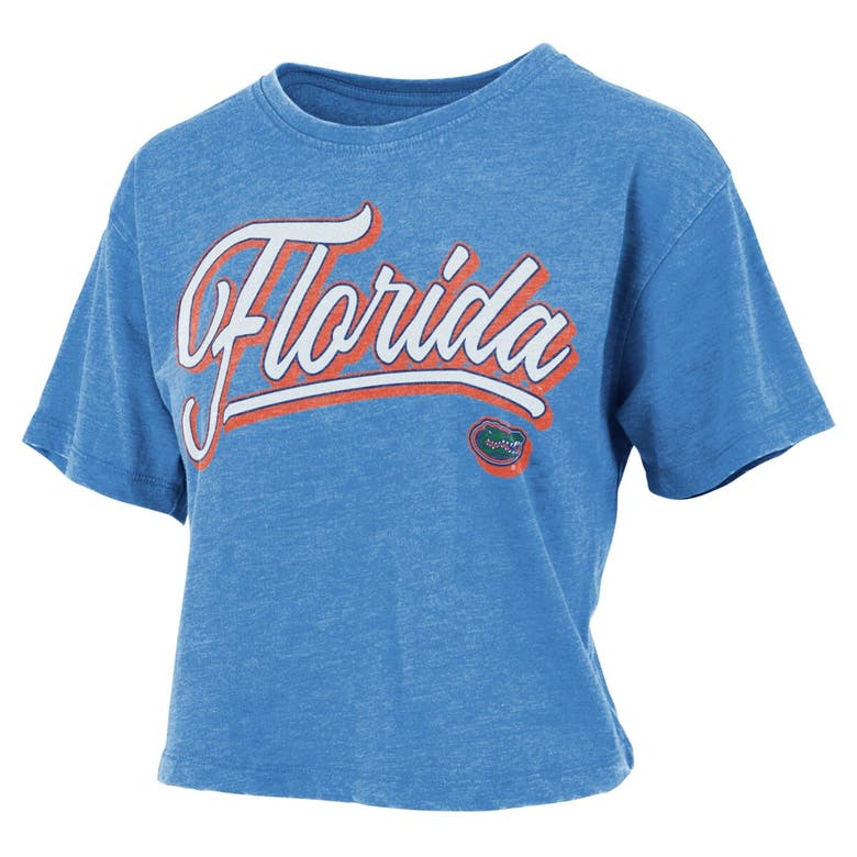 Shop Pressbox Royal Florida Gators Team Script Harlow Vintage Waist Length T-shirt In Heather Royal