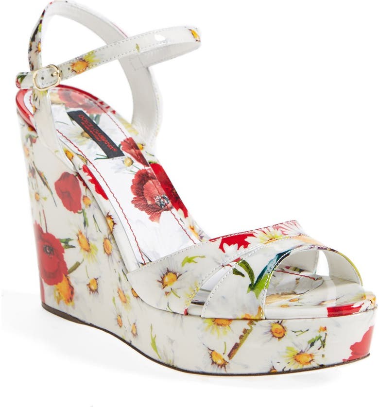 Dolce&Gabbana Floral Wedge Sandal (Women) | Nordstrom
