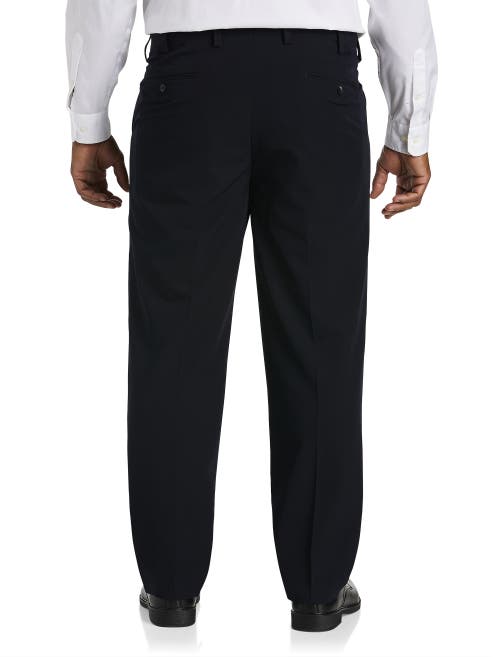 Oak Hill Easy Stretch Pleated Dress Pants In Navy