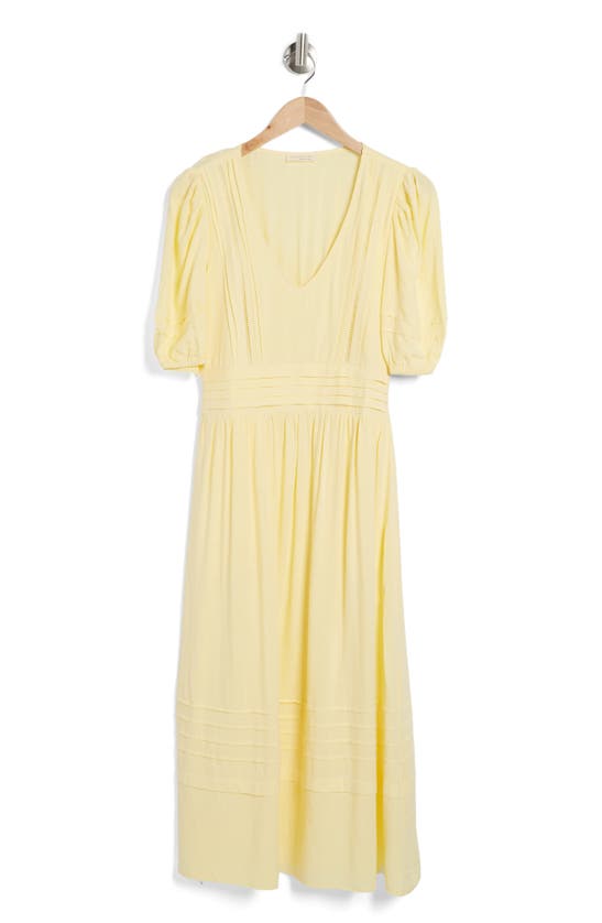 Lovestitch Puff Sleeve Linen Blend Dress In Daffodil