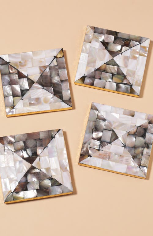TIRAMISU TIRAMISU SET OF 4 MOTHER OF PEARL RESIN COASTERS 