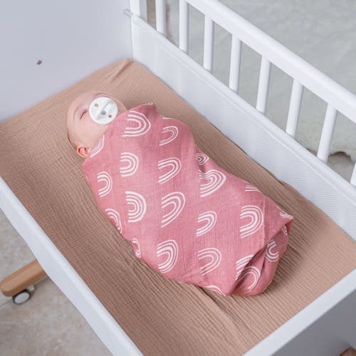 Comfy Cubs Muslin Swaddle Blanket, 1 Pack In Mauve Rainbow