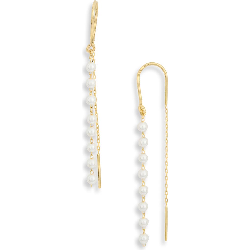 Argento Vivo Sterling Silver Imitation Pearl Theader Earrings In Gold