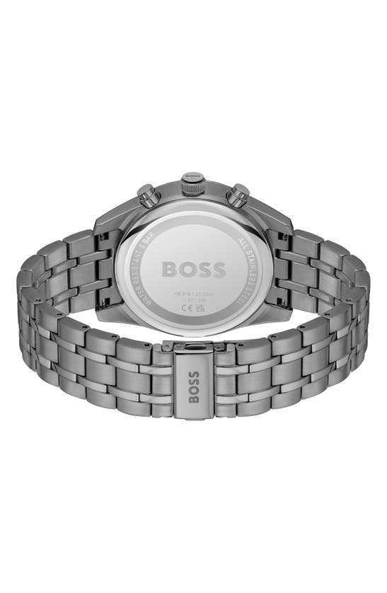 Hugo Boss Men's Skytraveller Quartz Fashion Chrono Ionic Plated Gray Steel Watch 44mm In Gray