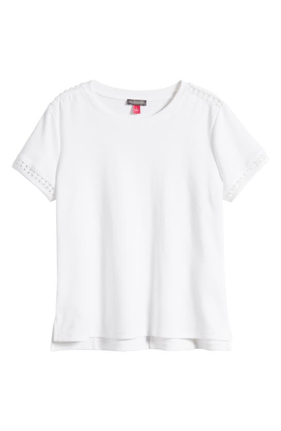 Shop Vince Camuto Lace Trim Crewneck T-shirt In Ultra White