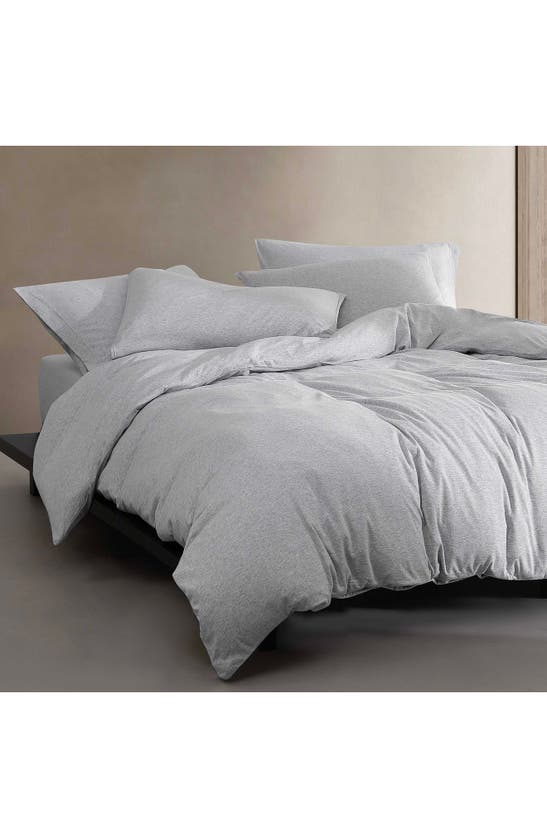 Shop Calvin Klein Mélange Cotton Blend Jersey Duvet & Shams Set In Blue