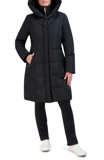 Cole Haan Signature Taffeta Quilted Puffer Coat With Bib In Black