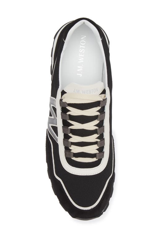 Shop Jm Weston Animation On My Way Ghillies Knit Sneaker In Beige/grey/black