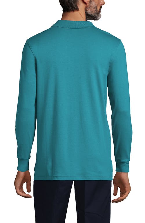 Lands' End School Uniform Long Sleeve Interlock Polo Shirt In Teal Breeze