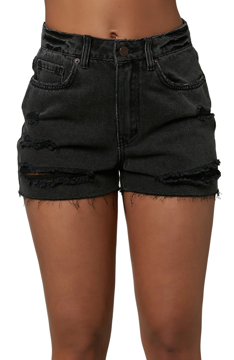 O'Neill Angus Ripped High Waist Denim Shorts, Main, color, 