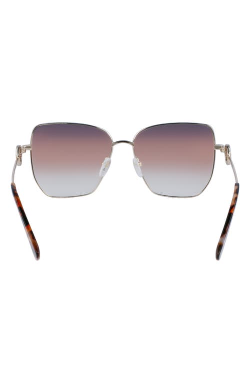 Longchamp 58mm Gradient Rectangular Sunglasses In Pale Gold/gradient Blue Brick