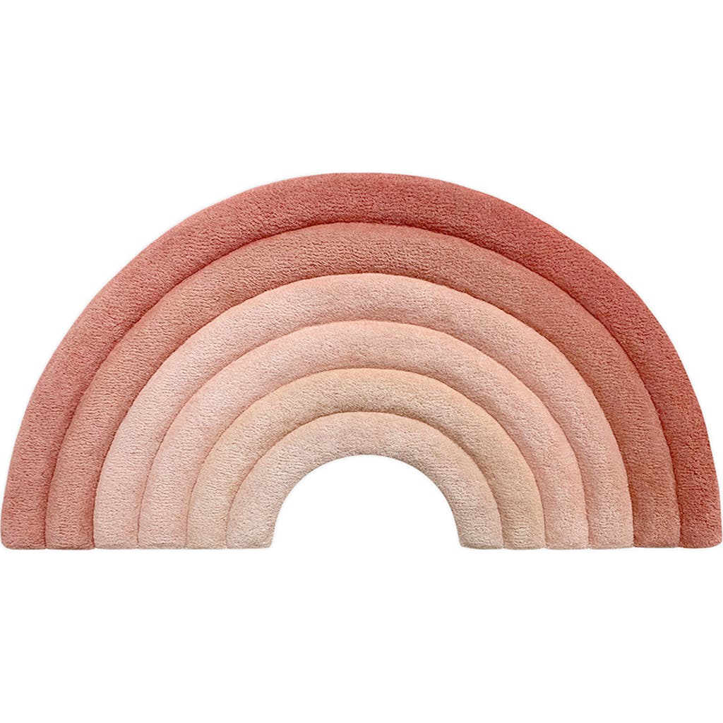 Maison Deux Kids' Rainbow Wool Rug In Rusty Pink