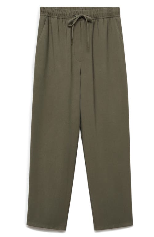 Shop Mango Elastic Waist Jogger Trousers In Khaki