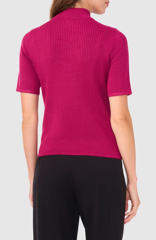 Shop Halogenr Halogen(r) Short Sleeve Mock Neck Rib Sweater In Raspberry Purple