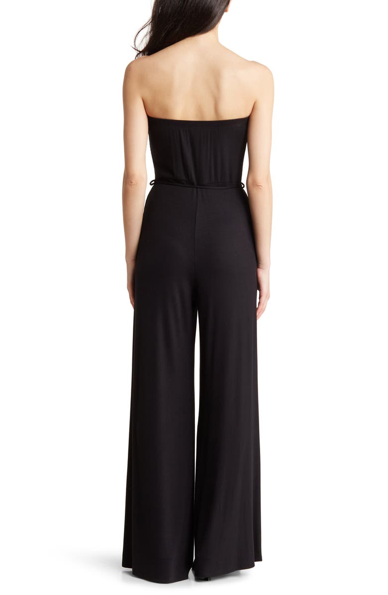 Martinez - Black satin strapless wide-leg jumpsuit main image 1