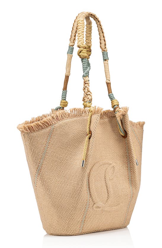 Shop Christian Louboutin By My Side Jute Shopper In 6040 Natural Mineral/ Multi