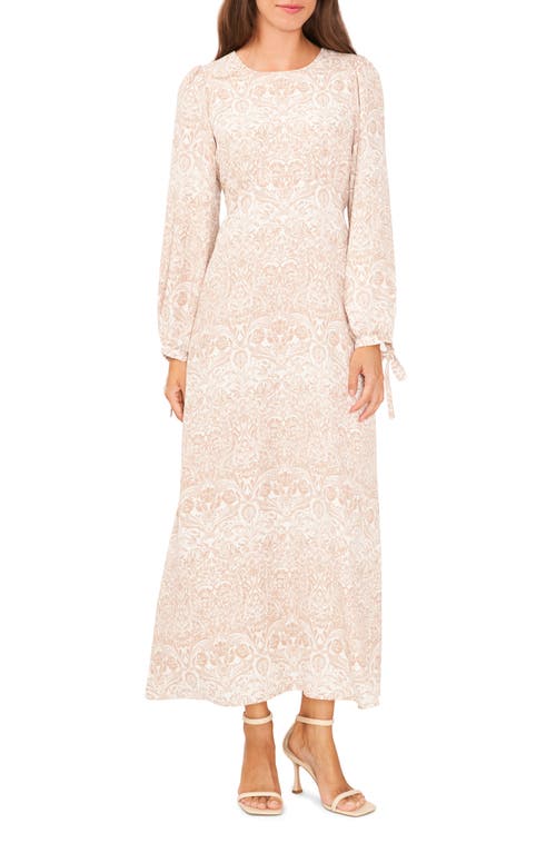 halogen(r) Print Long Sleeve Maxi Dress in New Ivory