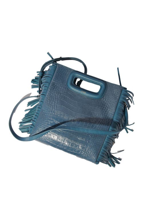 Shop Maje Mock Croc M Bag In Blue/grey