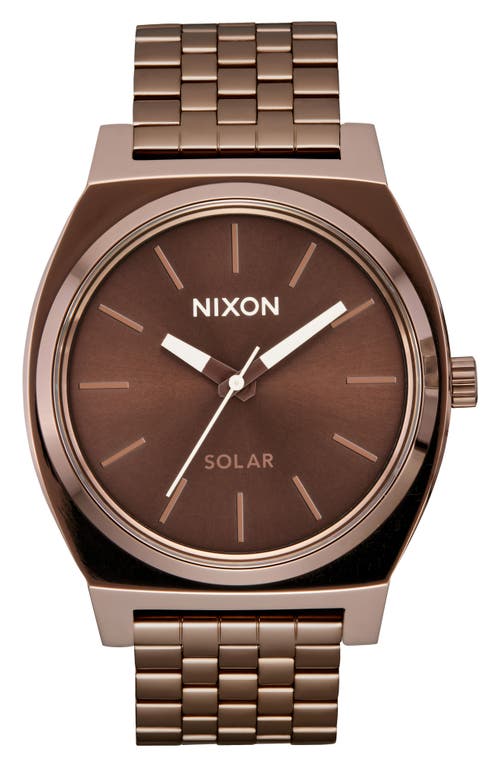 Shop Nixon Time Teller Solar Bracelet Watch, 40mm In Chocolate/cappuccino