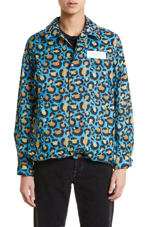 Mackintosh Leopard Print Water Repellent Packable Coach's Jacket in Blue Leopard